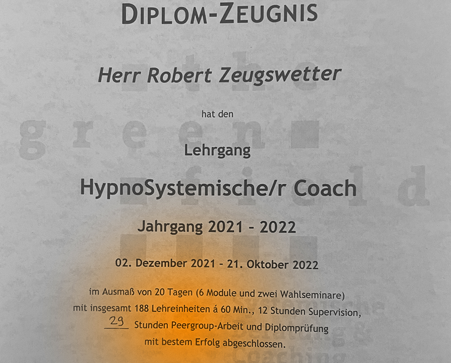 HypnoSystemischer Coach: Robert Zeugswetter